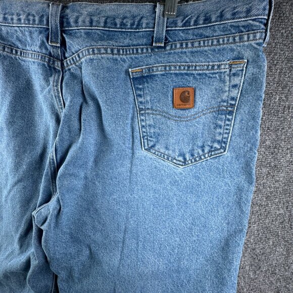 Carhartt Men’s Denim Jeans 46x32 Relaxed Light Wash B460 LVB Work Casual W Logo - Picture 6 of 13